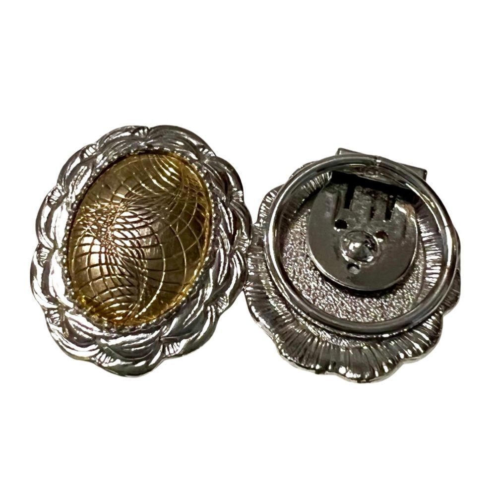 Unique Vintage 1980s Pair of Boho Western Style Silver Gold Engraved Shoe Clips
